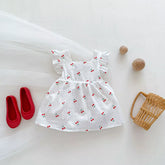 Baby Girls Swiss Dot Cherry Tie Back Dress