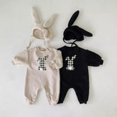 2 Pc Unisex Baby Fleece Bunny Bodysuit w/ Ears Hat