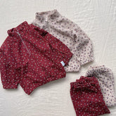 2 Pc Unisex Kids Floral Print Zip Up Waffle Set