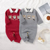 Baby Boy Knit Bear Scholar Romper