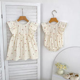 Girls Mini Cherry Bow Back Dress/Bodysuit