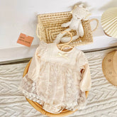 2 Pc Baby Girl Sheer Floral Lace Bodysuit Dress