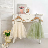 Girls Flowered Embroidered Textured Dress