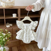 Baby Girl Ditsy Floral Crochet Trim Ruffle Bodysuit