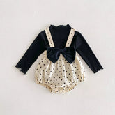 2 Pc Baby Girl Polka Dot Bow Bodysuit Set