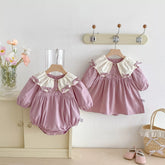 Baby Girls Bow Collar Bodysuit Dress