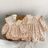 Girls Autumn Floral Vintage Style Bodysuit/Dress