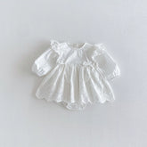 Baby Girl Long Sleeve Eyelet Bow Dress
