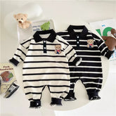 Baby Boy Stripe Bear Logo Polo Romper