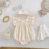 2 Pc Baby Girls Cherry Bib Cotton Bodysuit