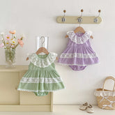 Baby Girl Lace Ruffle Collar Trim Dress