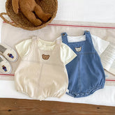 2 pc Baby Boy Bear Denim Overall Bodysuit w/ Tee