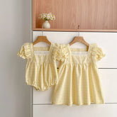 Girls Square Neck Plaid Bodysuit Or Dress