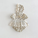 2 Pc Baby Girl Vintage Style Bodysuit w/ Bonnet