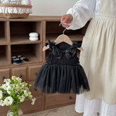 Baby Girl Sateen Bow Collar Bodysuit Dress