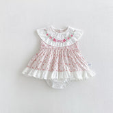 Baby Girl Circle Collar Flower Emb Dress