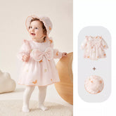 2 Pc Baby Girl Butterfly Sateen Dress with Hat