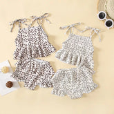 2 Pc Baby Girl Four Clover Print Ruffle Cami Set