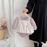 Baby Girl 2 in 1 Lace Overlay Cotton Bodysuit