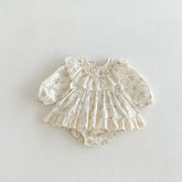 Baby Girl Vintage Floral Motif Ruffle Collar Dress
