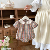 Baby Girl Plaid Peter Pan Collar Bodysuit