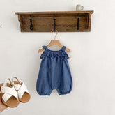 Baby Girl Denim Ruffle Overall Romper