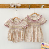 Girls Ditsy Flower Ruffle Neck Onesie/Dress