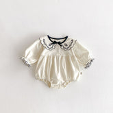 Baby Girl Embroidered Scallop Collar Bodysuit
