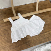 2 Pc Girls Crochet Square Top & Shorts Set