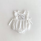 Baby Girl Mini Flower Bow Trim Bodysuit