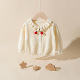 Girls Cherry Ruffle Cardigan