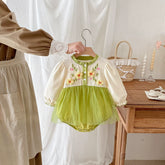 Baby Girl 3D Flower Mesh Bodysuit Dress