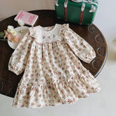 Girls Vintage Style Floral Print Dress