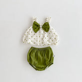 2 Pc Baby Girl Polka Dot Top & Bloomer Set