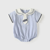 Baby Boy Preppy Tie Sailor Collar Bodysuit