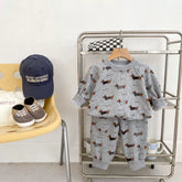 2 Pc Baby Boy Weiner Dog Sweatsuit Set