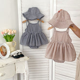 2 Pc Baby Girl Gingham Dress with Hat