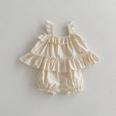 2 Pc Baby Girl Vintage Style Ruffle Bloomer Set