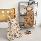 Baby Bear Print Corduroy Overalls