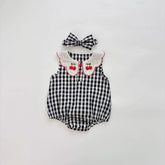 2 Pc Baby Girls Cherry Gingham Plaid Bodysuit