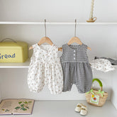 2 pc Baby Girl Summer Romper & Hat Set