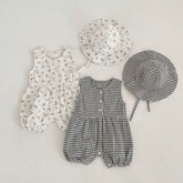2 pc Baby Girl Summer Romper & Hat Set