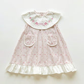 Girls Bows and Floral Round Collar Dress