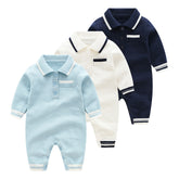 Baby Boy Knit Preppy Polo Romper