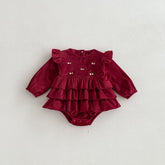 Baby Girl Fleece Lined Bow Bodysuit Dress
