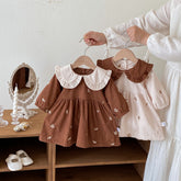 Baby Girl Ditsy Floral Corduroy Collar Dress