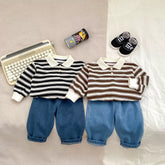 2 Pc Boys Autumn Stripe Shirt & Denim Set