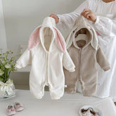 Unisex Baby Fluffy Rabbit Hooded Romper