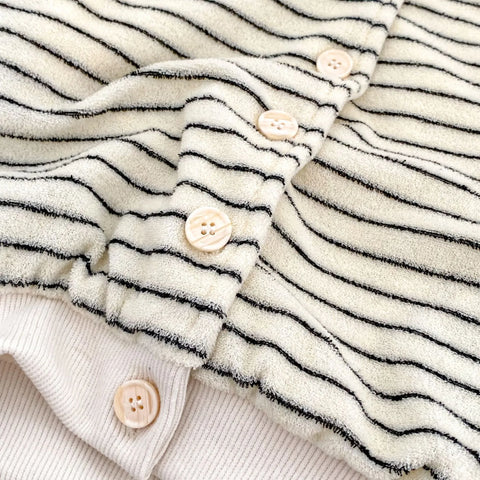2 Pc Baby Boy Striped Fluffy Cardigan & Pants Set