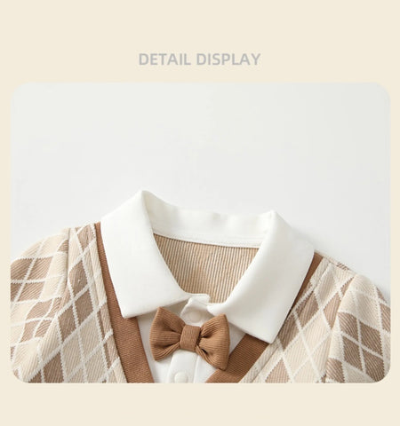 2 Pc Baby Boy Argyle Cardigan & Pants Set